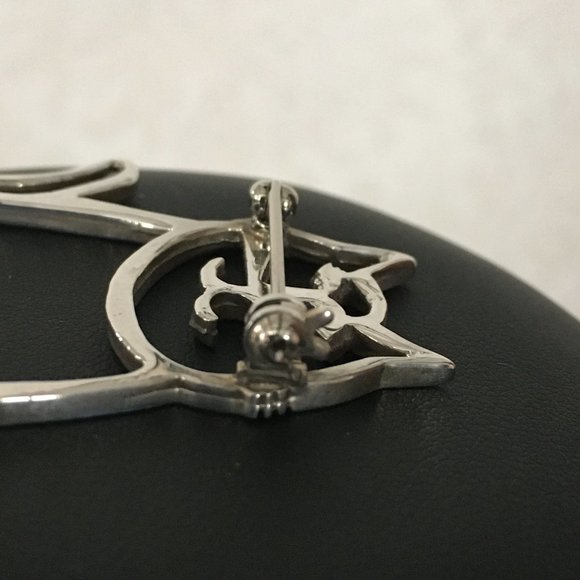 Vintage Solid Sterling Silver Cat Brooch Pin MINT - Picture 5 of 8
